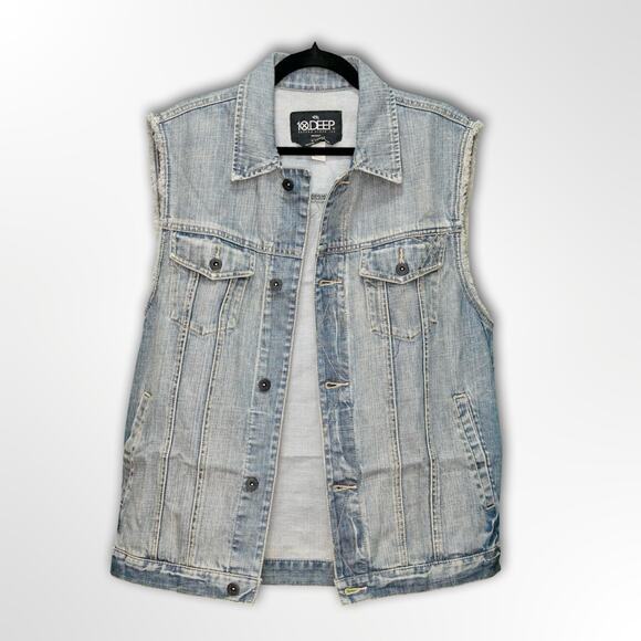 10.Deep Men's Premium Trucker Blue Denim Vest - XL - Picture 5 of 8